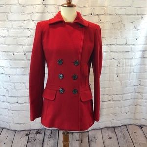 Red pea coat